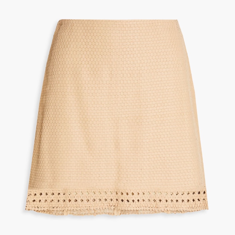 Veronica Beard Faedra Woven Leather Mini Skirt M NWT